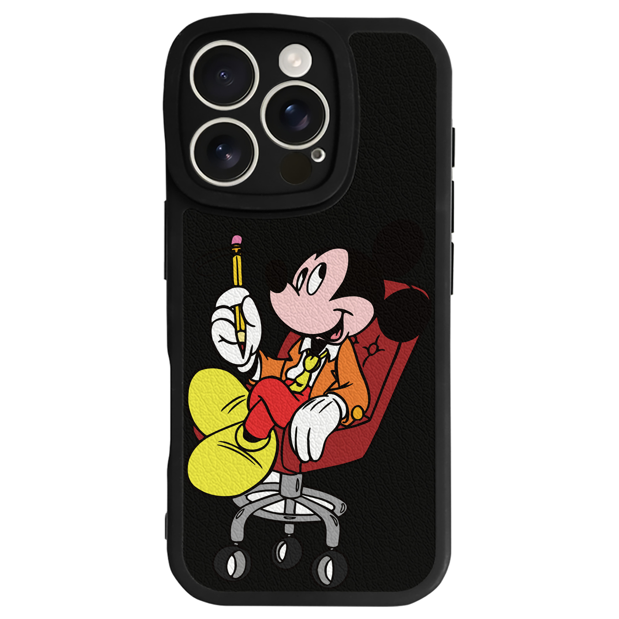 （画像用） ミッキーマウス Mickey Mouse 【iPhone 16シリーズ対応】シリコンスマホケース（レザー調） 材質：シリコン